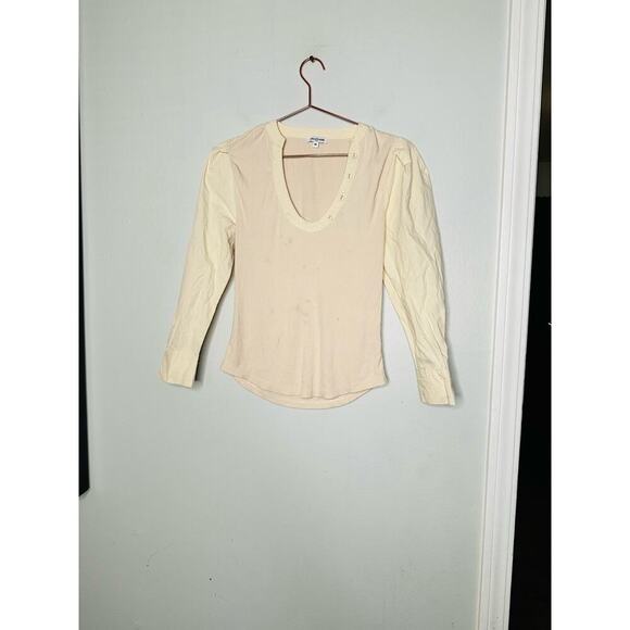 AREA STARS Off White Knit Sweater Scoop Neck Puff Long Sleeves Sweater Size M - Picture 4 of 10